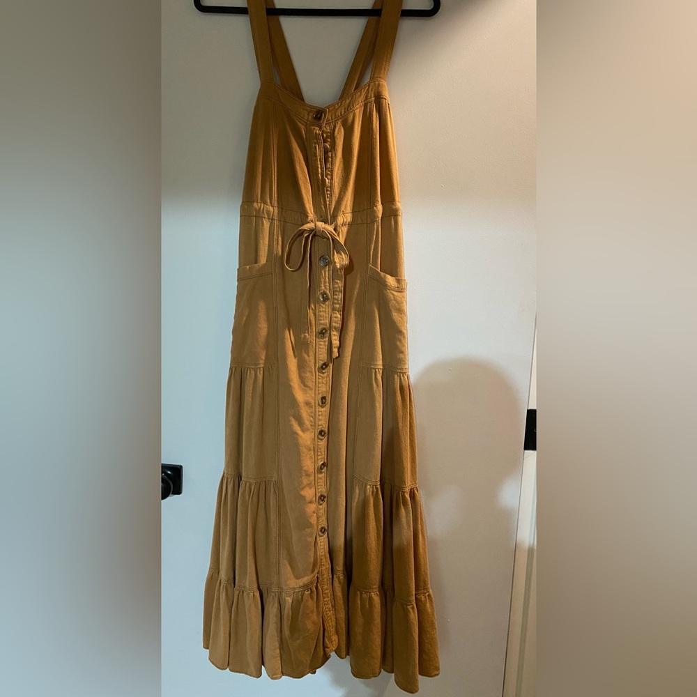 Free People Camel Colored Button-Down Dress
